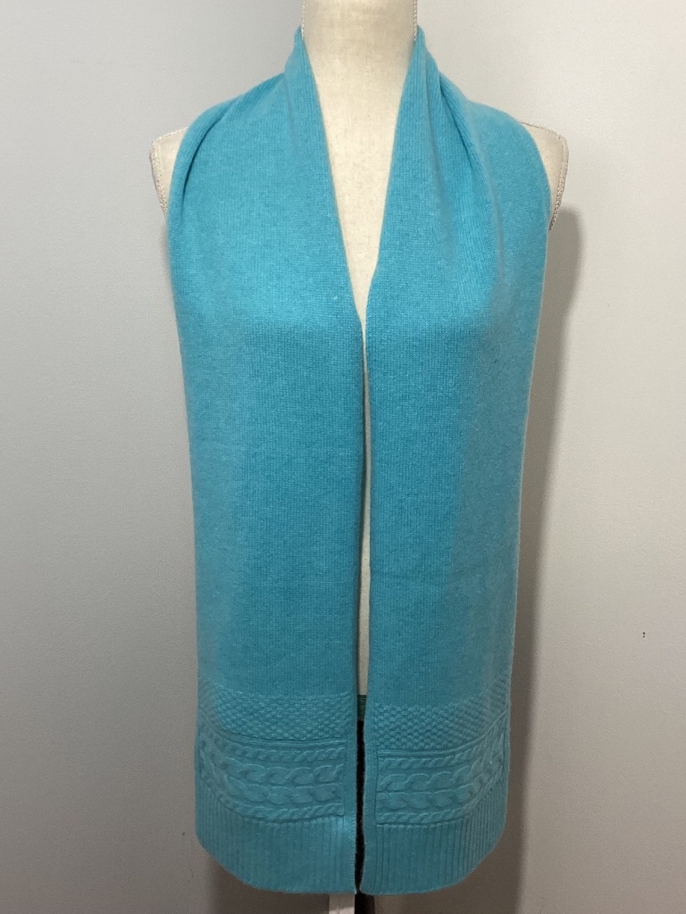 NWT TALBOTS 100% CASHMERE KNIT TURQUISE SCARF LUXURIOUS 78"x 8" MSRP 119.00